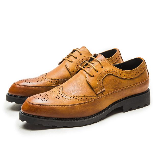 

new 2019 formal shoes fashion men's leather shoes england business casual pointed dropshipping zapatos de hombre, Black