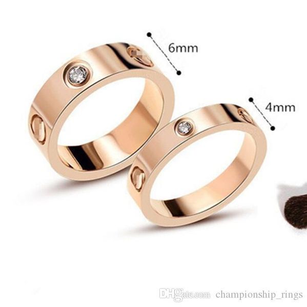 

любовь кольца женщины мужчины пары кубический цирконий титана стали широкий 6мм или 4мм размер 5-11 обручальные кольца, Silver