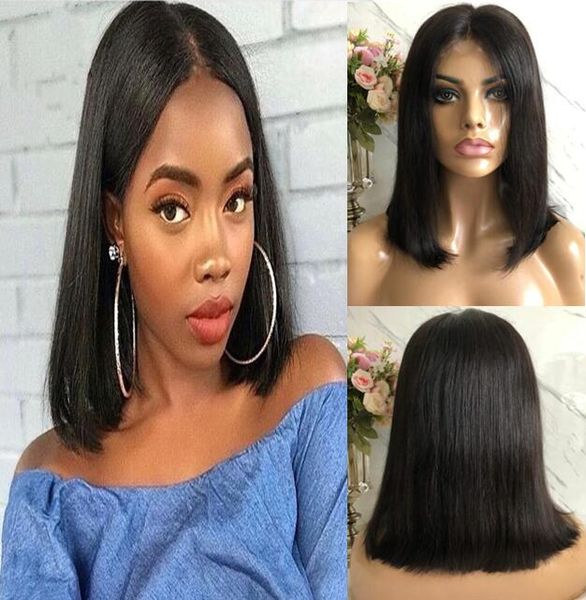Short Bob Cut Lace Front Wig Straight 10a Natural Color European