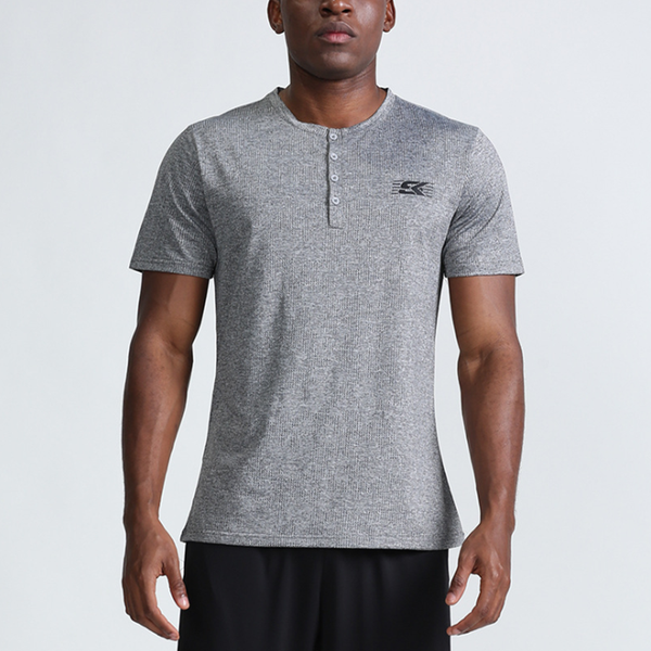 

taobo 2020 crew neck button summer men tee shirts polyester short sleeve shirts men t shirt gym sport running training muscle, Black;blue