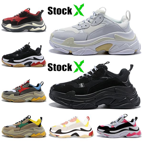 

selling pairs 17fw triple s womens mens vintage platform casual shoes white black red beige pink luxury designer shoes flats sneakers