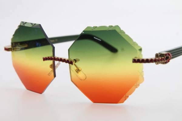 

wholesale designer rimless red diamond glasses cat eye stone green plank glasses carved red lens green new fashion classic sunglasses, White;black