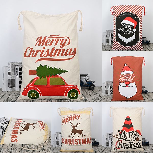 

christmas large canvas gift bag monogrammable storage bags santa reindeers drawstring candy bag christmas supplies wx9-743