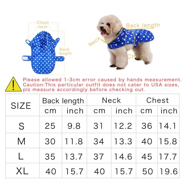 

pet dog raincoat dot puppy waterproof clothes hoodie jacket puppy raincoat for small large puppy pet rainy with hood
