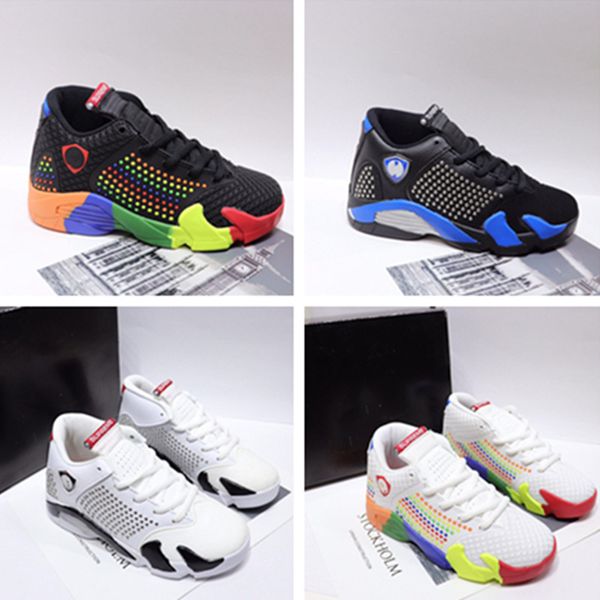 

boys shoes classic a and j 14 joint men and women basketball shoes blue white multi-color sports coach air cushion, Black