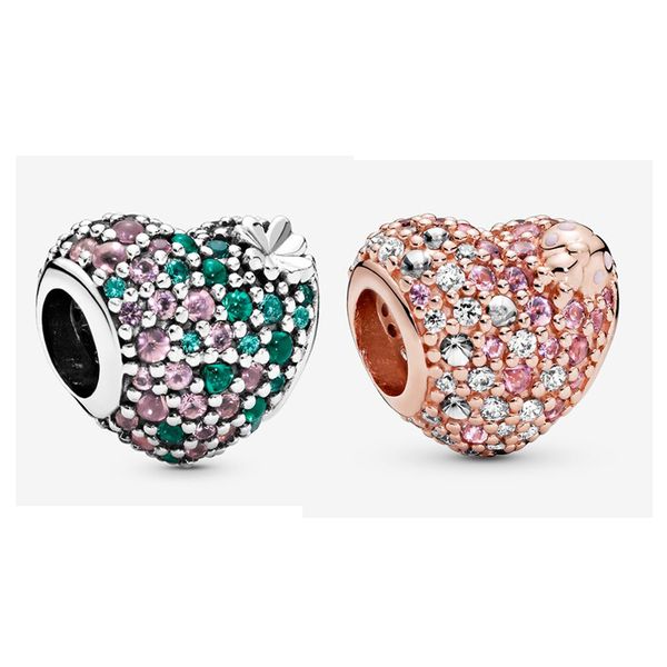 

925 sterling silver pavé clover шарма сердца ladybird шарма сердца fit pandora оригинальный шарм браслеты изготовление ювелирных изделий, Black