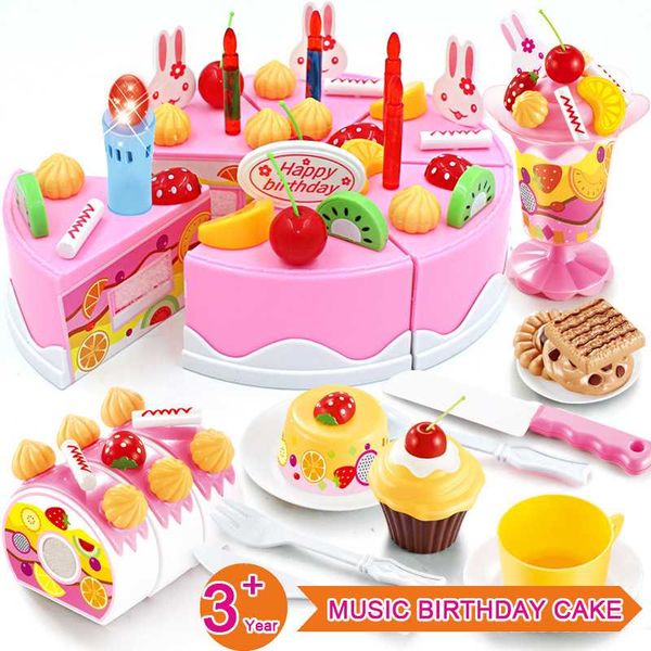 

38-82pcs kitchen girls toys cake miniature diy pretend play fruit cutting birthday toys for children educational kids gift