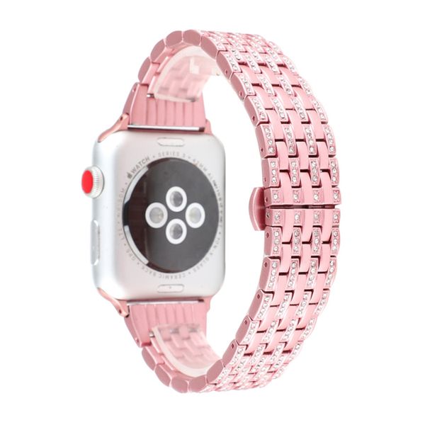 

diamond strap for apple watch 38mm 42mm metal rhinestone bling replacement wristband women for iwatch band 40mm 44mm series 5 4, Black;brown