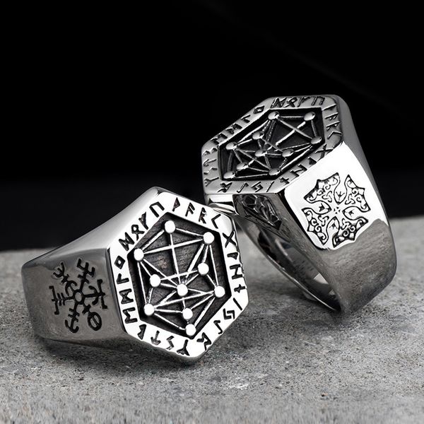 

nordic mythology viking rune stainless steel rings for man and women kabala totem index ring fashion jewelry mygrillz j190704, Slivery;golden