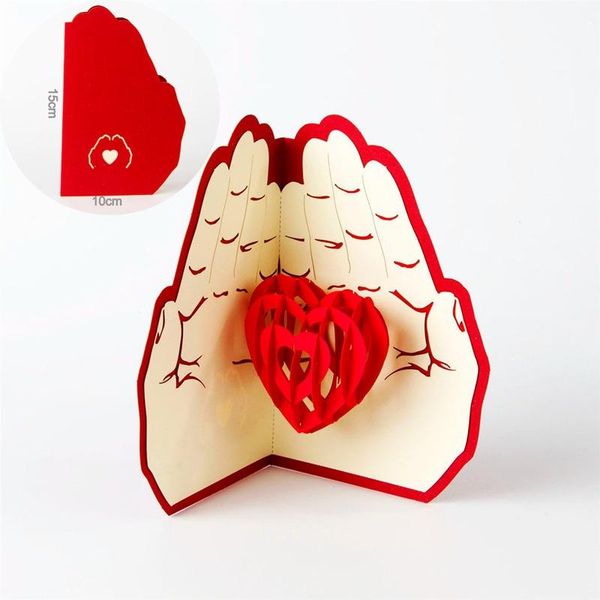 Il più recente amore nella mano Biglietto di auguri pop UP 3D San Valentino Anniversario Compleanno Natale Matrimonio Feste Cartoline Regali