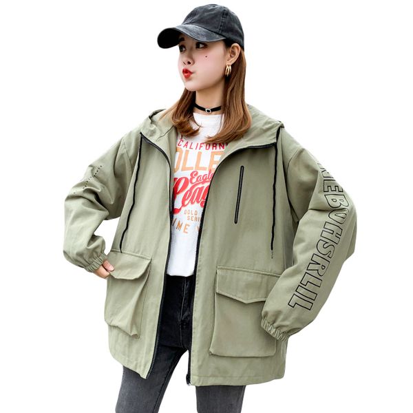 

bf loose spring new tooling short jacket female 2019 korean leisure version wild hooded cardigan jacket baseball uniform womenz5, Black;brown