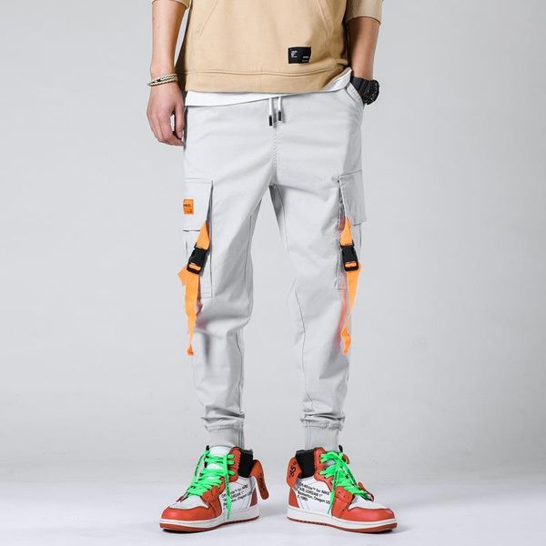 

mens designer casual multi-pocket teenager versatile hip hop overalls pants, Blue