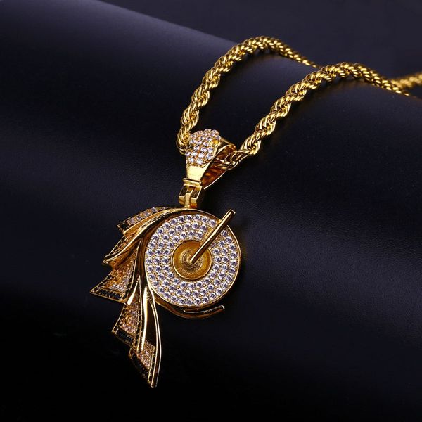 

new personalized roll paper shape pendant fashion micro setting zircon hiphop necklace, Silver