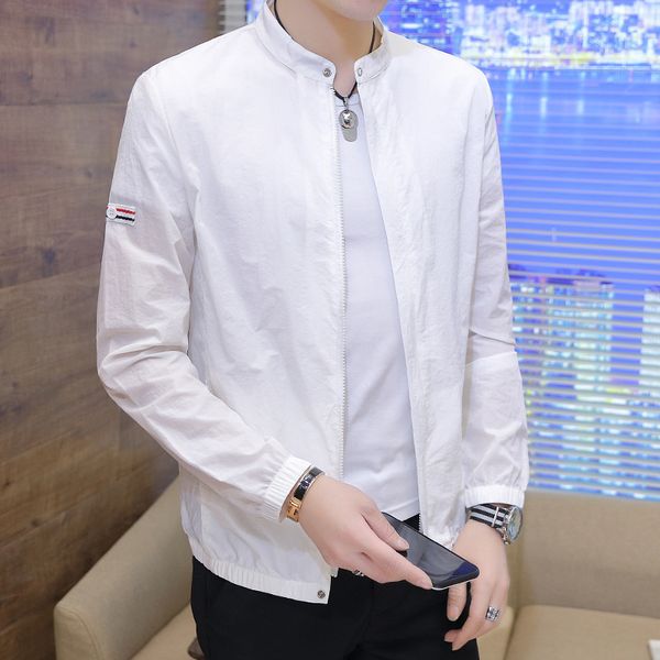 

men's sunscreen thin section 2020 new spring and autumn summer korean solid color casual jacket clothes windbreaker outerwear, Black;brown