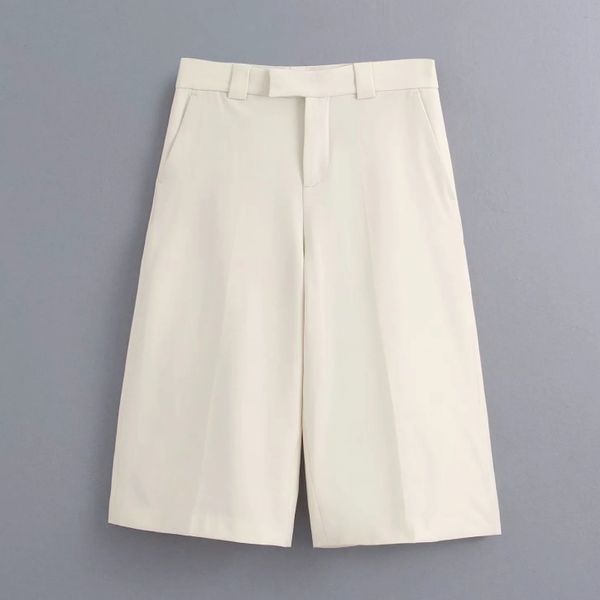 

нью-2020 женщины сплошной цвет kneeth длина брюки женщина вскользь тонкие прямые брюки карман офиса износа pantalones mujer p611, Black;white