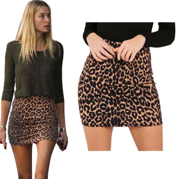 

skirts women's leopard print trend party high waist mini skirt large size high waist skirt fashion slimming clothes, Black