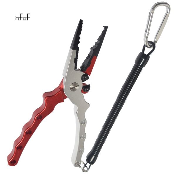 

aluminum fishing pliers, stainless steel hook removers pliers, rustproof saltwater split ring tool & braid line cutters with sheath and la