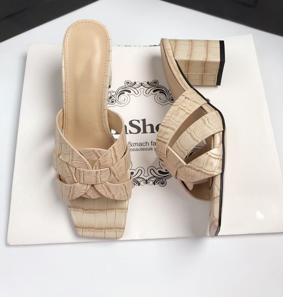 

brand new real leather women slippers designer shoes woman sandals slides heels sandalias female lady summer tribute shoes, Black