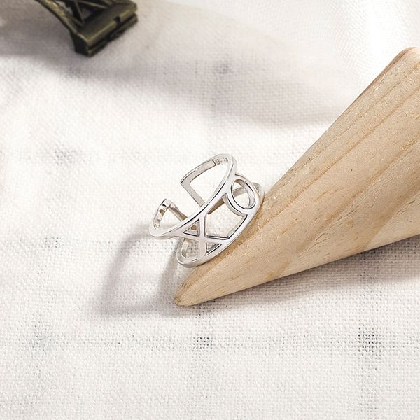 

Japanese and Korean S925 Sterling Silver Ring female ins style fashion personality XO English letter student opening food ring