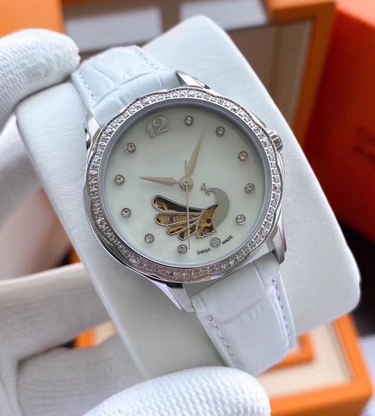 

new women's mechanical watch automatic mechanical movement sapphire glass mirror calfskin strap / ceramic strap diameter 32mm / thickne, Slivery;brown