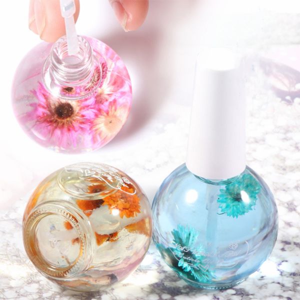 

15ml dried flowers nail cuticle protector oil softener nutritional nourishing cuticle oil 6 flavors nail art care tools