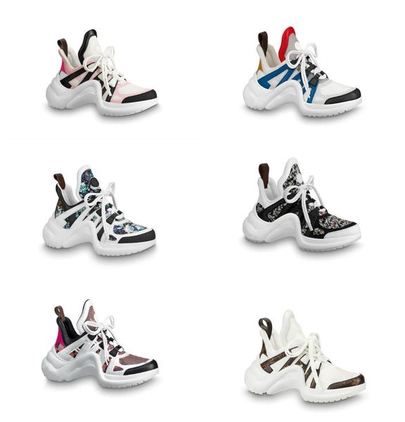 

designer sneakers casual shoes white blue monogram black archlight sneakers genuine leather trainers runner shoe with box