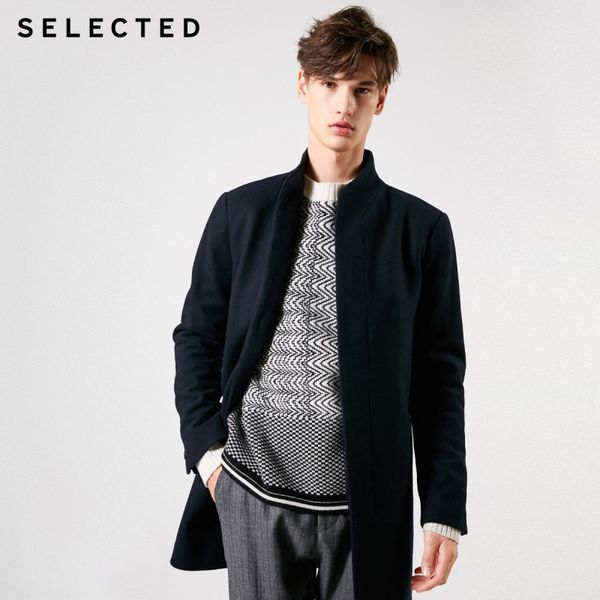 

winter men's medium long wool coat s |418427562, Black
