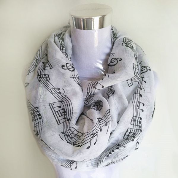 

navy bule musical notes winter infinity scarf women music shawls and scarves foulard bufandas mujer 2019 echarpes foulards femme, Blue;gray
