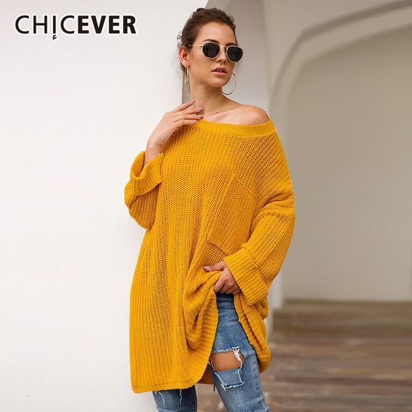

chicever off shoulder hollow out women's sweater clothes batwing sleeve loose long length jumper sweaters female fashion autumn, White;black