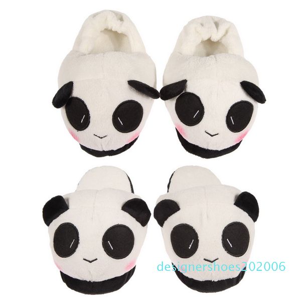 

wholesale-aslt women ladies soft cute panda winter warm plush antiskid indoor home slipper d06, Black