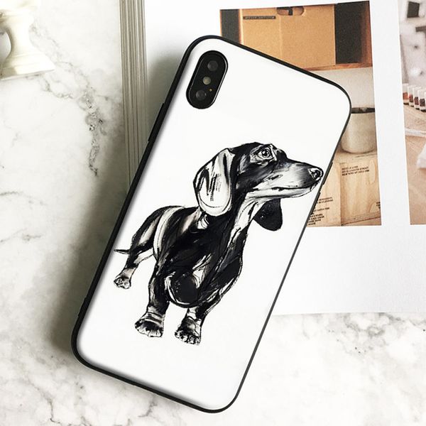 

coque luxury dachshund dog painting phone case for iphone 11 pro xs max xr 8 7 6s plus 5 se case soft black tpu silicone cover