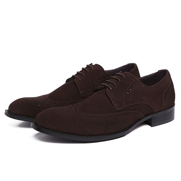 

new fashion comfortable black genuine leather pointed toe nubuck pattern flat man casual classic gentleman shoes js-a0038