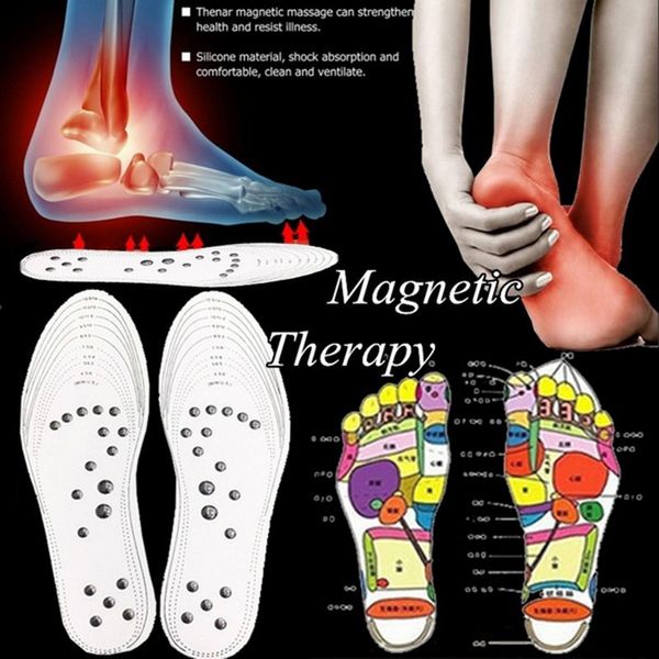 

1 pair magnet insole promote blood circulation slimming insole foot magnetite physiotherapy, Black