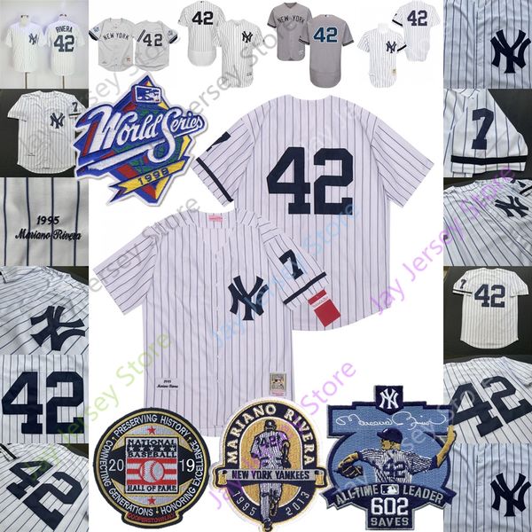 

mariano rivera jersey 1995 1999 ws 2019 hall of fame hof patch home away white pinstripe grey all stitched, Blue;black