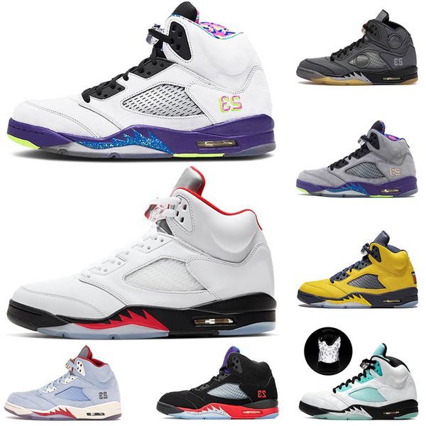 

sellingÂ jumpman 5 alternate bel air white 2020 fire red 5 5s womens mens basketball shoes black muslin retro trainers size 13, White;red