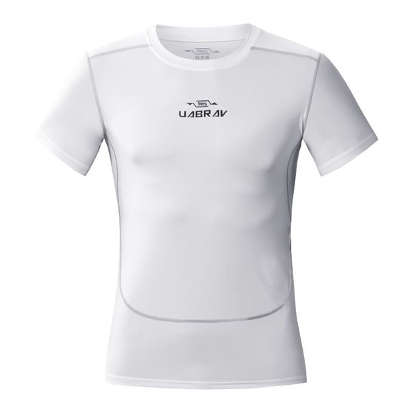 

uabrav summer men's gym shirt short sleeve compression sport running t-shirts bodybuilding crossfit sportswear fitness clothes, Black;blue