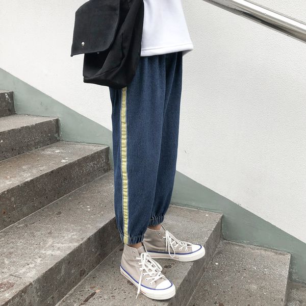 

2019 new arrivals spring and summer korean version of harajuku couples solid color youth long casual pants joggers fashion, Black