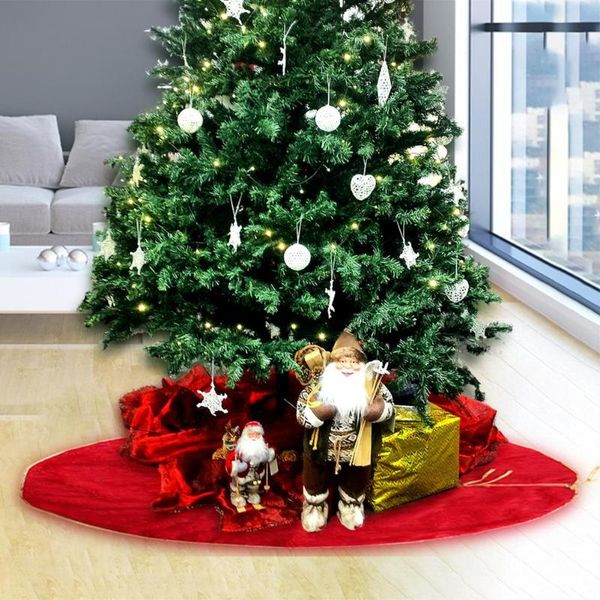 

christmas tree skirts round red plush apron new year home party decor