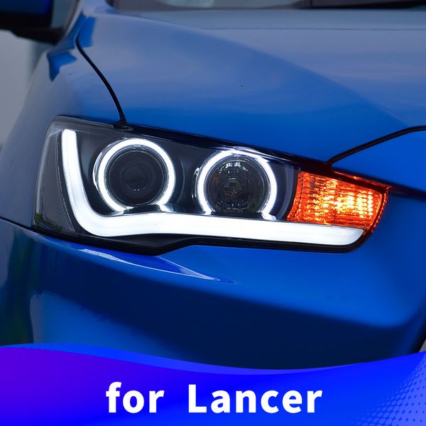 

headlight assembly for mitsubishi lancer 2009-2016 modified led light guide tear eye angel eye xenon headlights