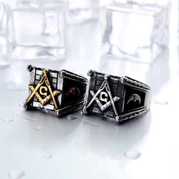 

vintage black titanium stainless steel men rings hip hop mason punk retro silver color rock male ring cool jewelry