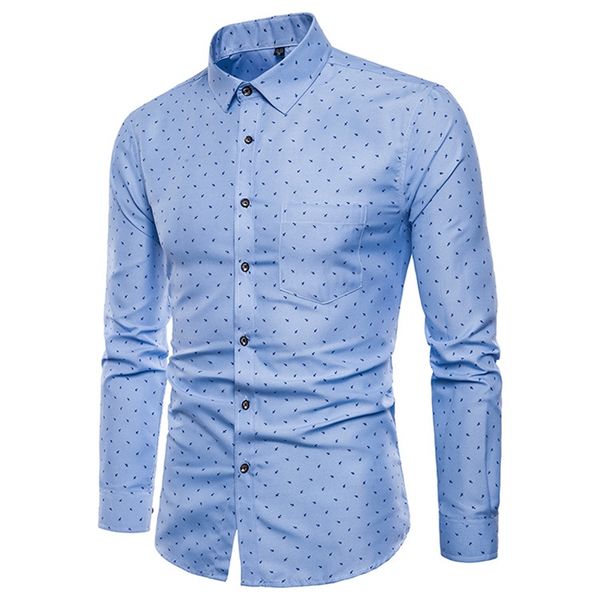 

men's shirts 2019 autumn new arrival british style casual long sleeve polka dot printing male business slim fit shirt 5xl, White;black