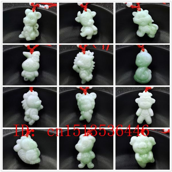 

natural white jade chinese zodiac pendant beads necklace charm jewellery fashion accessories hand-carved luck amulet gifts, Silver