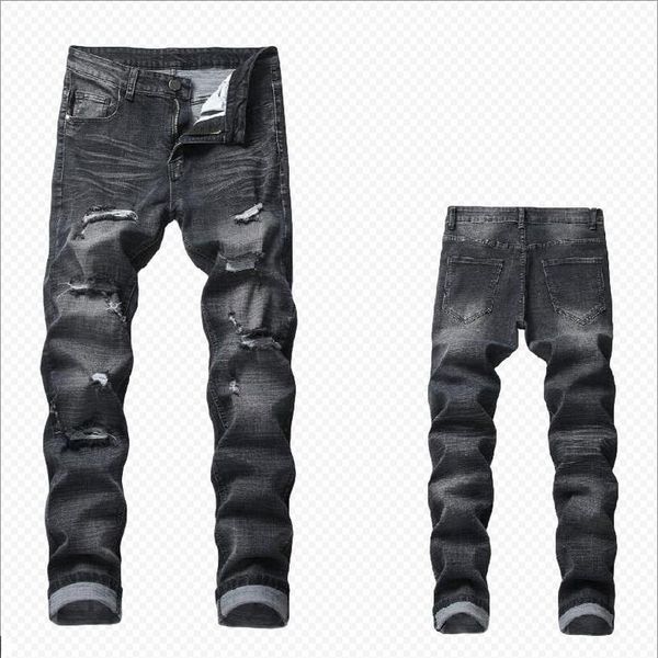 

2020 multi-breaking tunnel male slim stretch jeans ripped jeans men hollow out beggar man cowboys demin pants, Blue