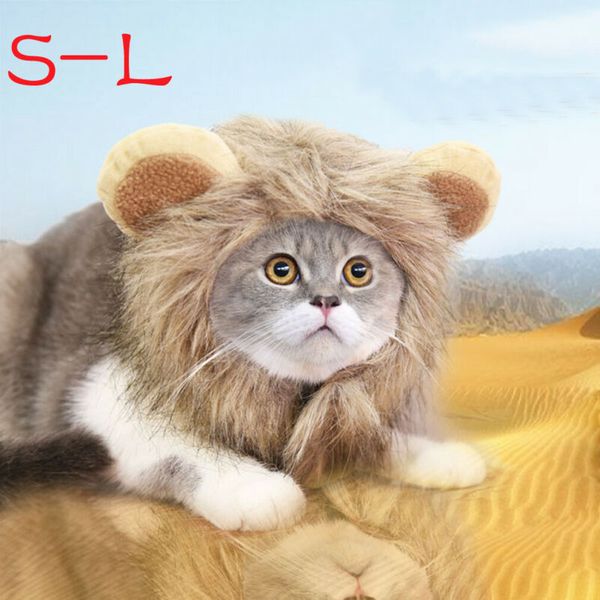 

1 pc lovely pet costume lions mane winter warm wig cat halloween christmas party dress up with ear pet apparel cat fancy dress