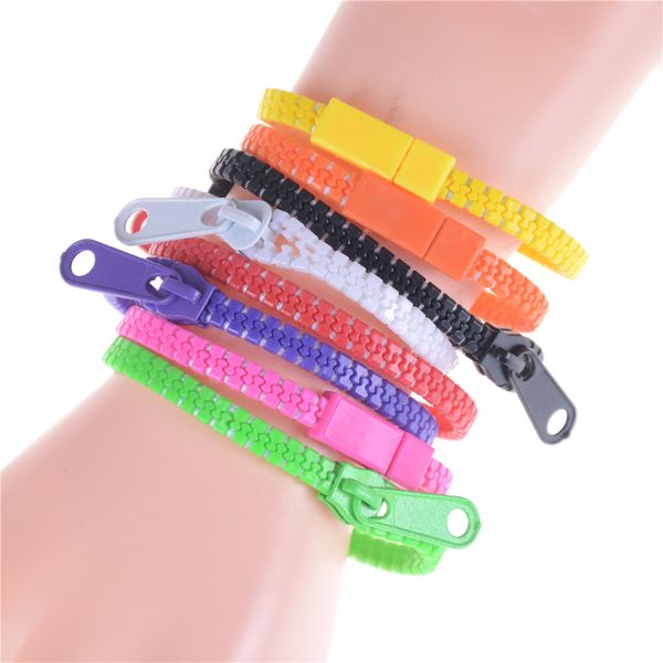 

10pcs colorful zipper bracelet kids children hand sensory toys stress reliever focus killing fidget products toy anti-stress-toy, Golden;silver