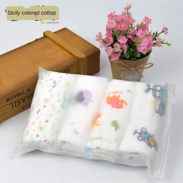

l29n9 xixi colored cotton four six layers 23*23 baby and child gauze pure cotton handkerchief printed saliva towelhandkerchief saliva towel