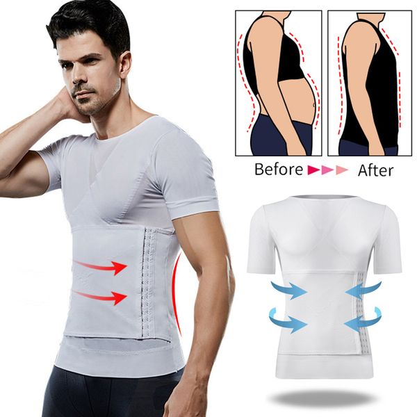 

мужчины body shapers top брюшко уменьшение корректирующее белье талия тренер живота похудение shapers футболка мужчины компрессионные рубашк, Black;brown