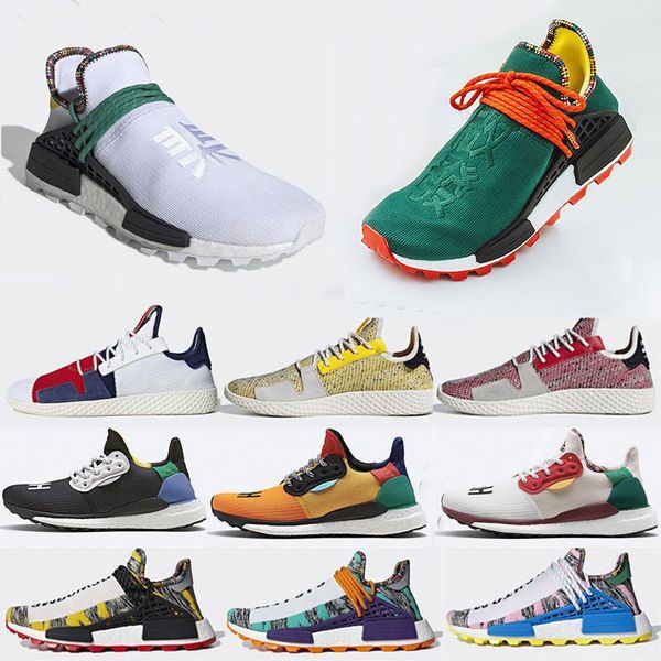 

fashion human race running shoes for men women black white yellow solar pack pharrell williams designer sneakers trainers without box