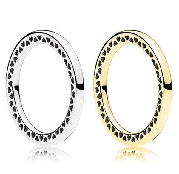 Стерлинговое серебро 925 лучистые сердца розовое золото кольцо оригинальные коробки Pan-Dora ювелирные кольца для женщин подарок W196