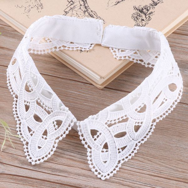 

black/white lace hollow detachable fake collar black/white women fake collar party blouse, Black;blue